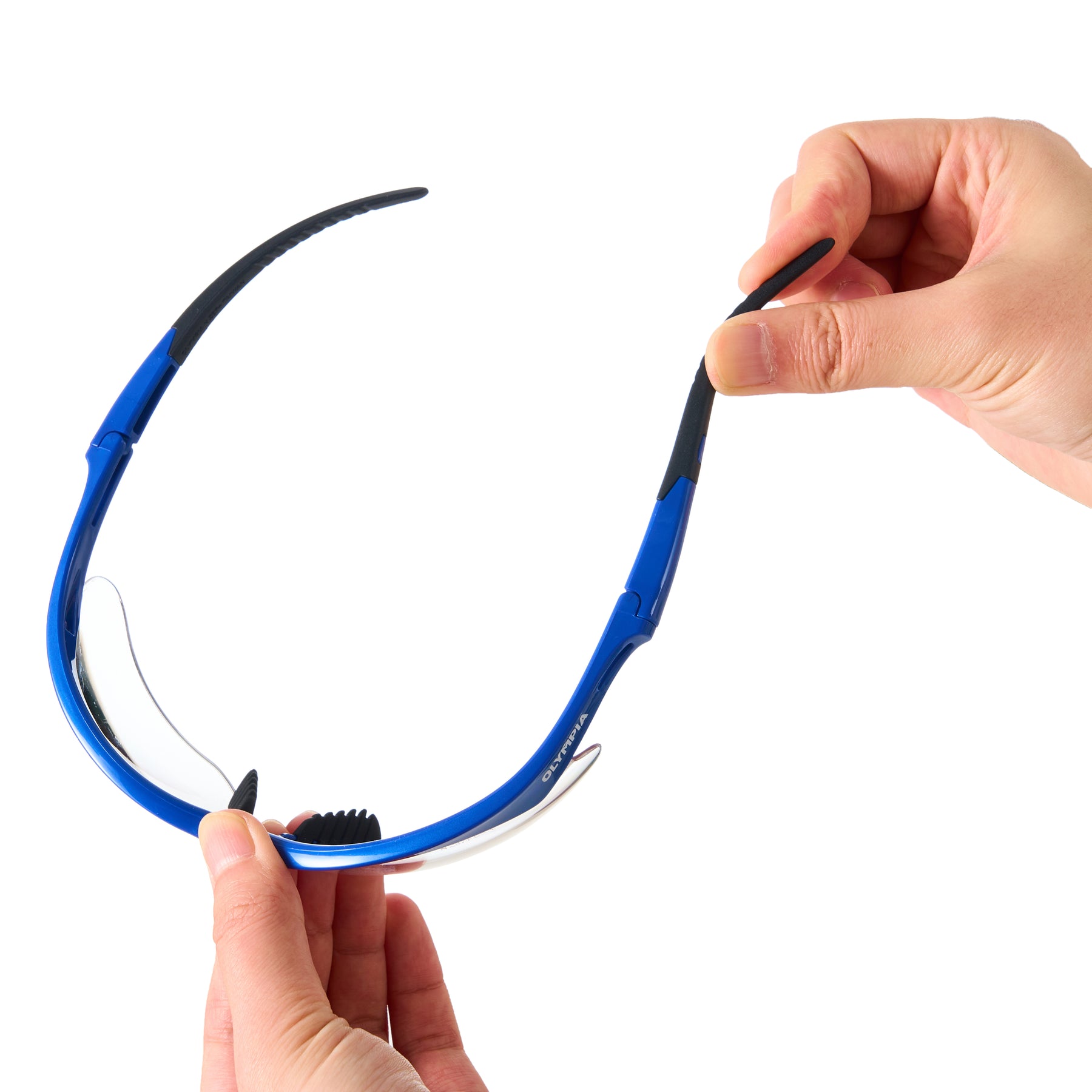 Safety Glasses, Half-Frame, Clear Lens, Anti-Scratch/Anti-Fog, Blue