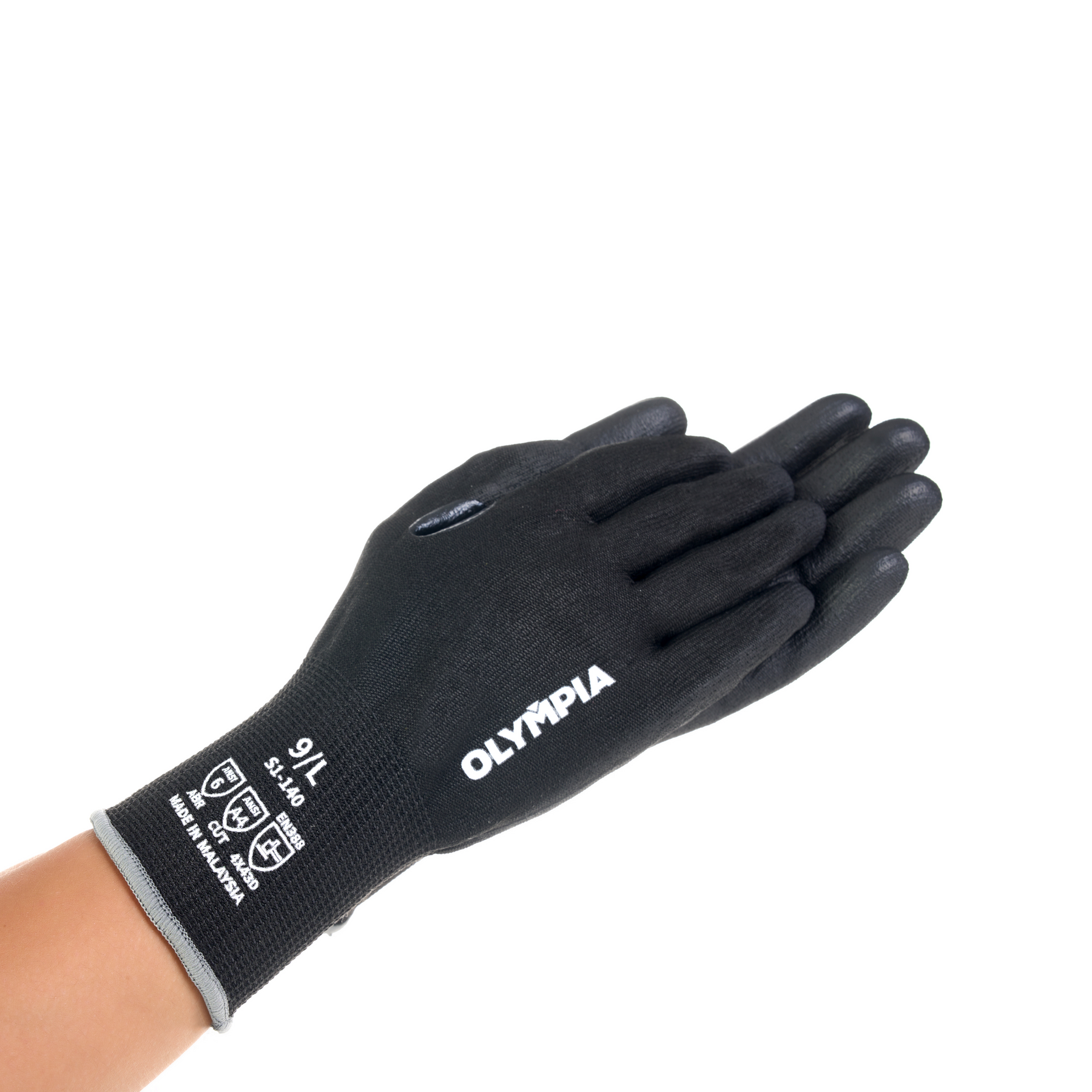 Cut-Resistant Gloves, L/9, Smooth, Black, Cut Level A4, 12 Pairs