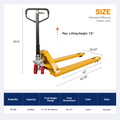 Standard Manual Pallet Jack, 48" x 27", 5500lb Capacity, Yellow