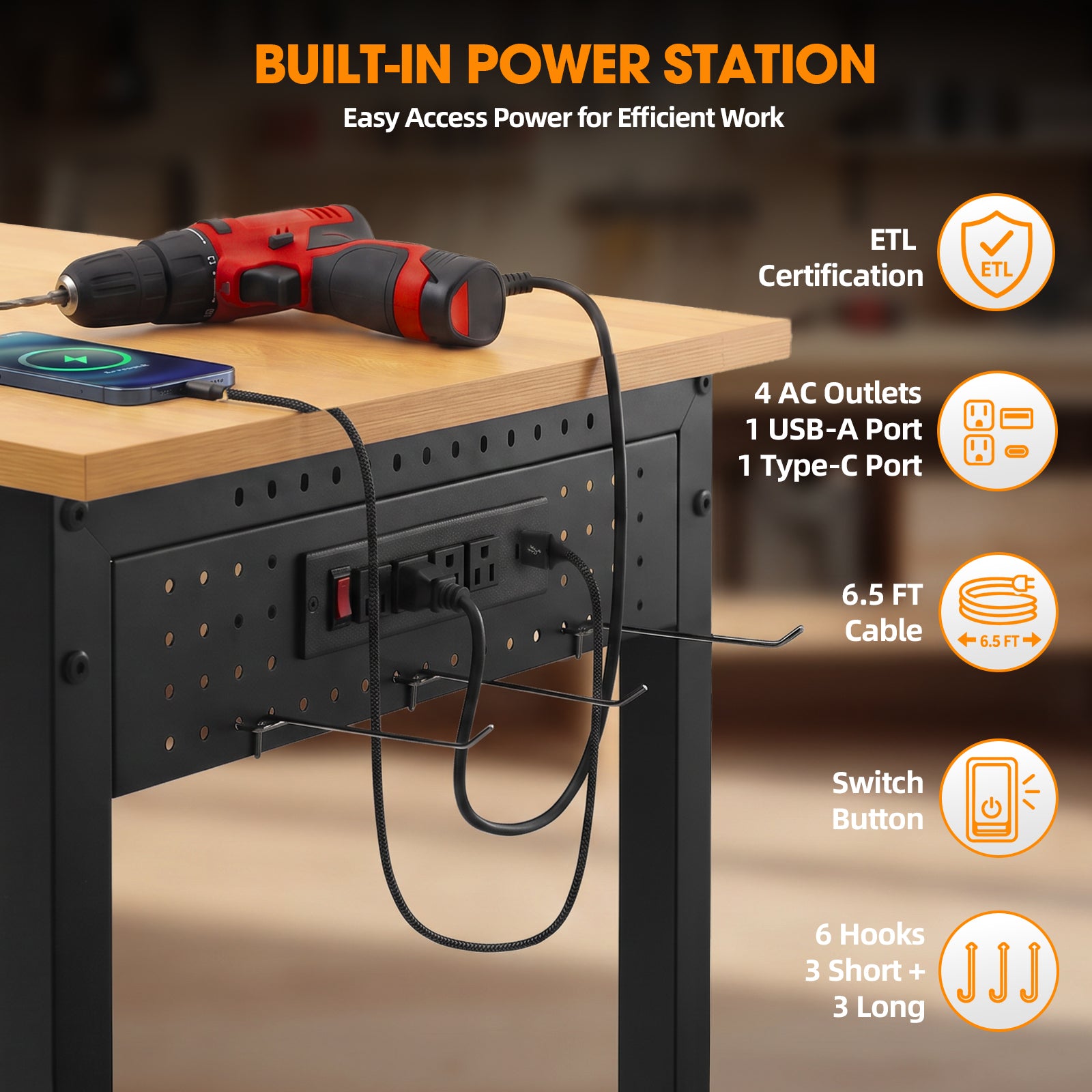 Northsky 94"x 24" Heavy Duty Workbench 5000 Lbs Capacity, Adjustable Height