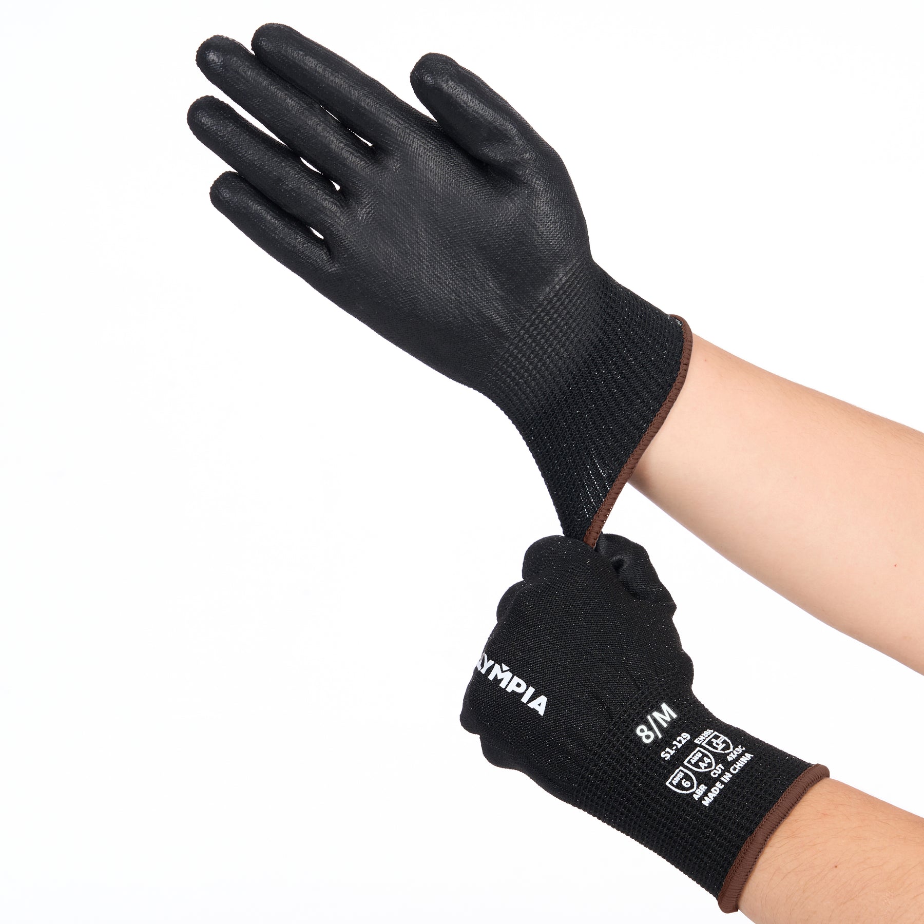 Cut-Resistant Gloves, M/8, Sandy, Black, Cut Level A4, 12 Pairs