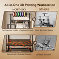 NORTHSKY 3D Printer Stand with Filament Storage – Tall 60" Heavy Duty Metal 3D Printer Table Desk with Power Strip & Pegboard Panel, Enforced X-Bracket Stability for Workshop, Studio, Office, Brown