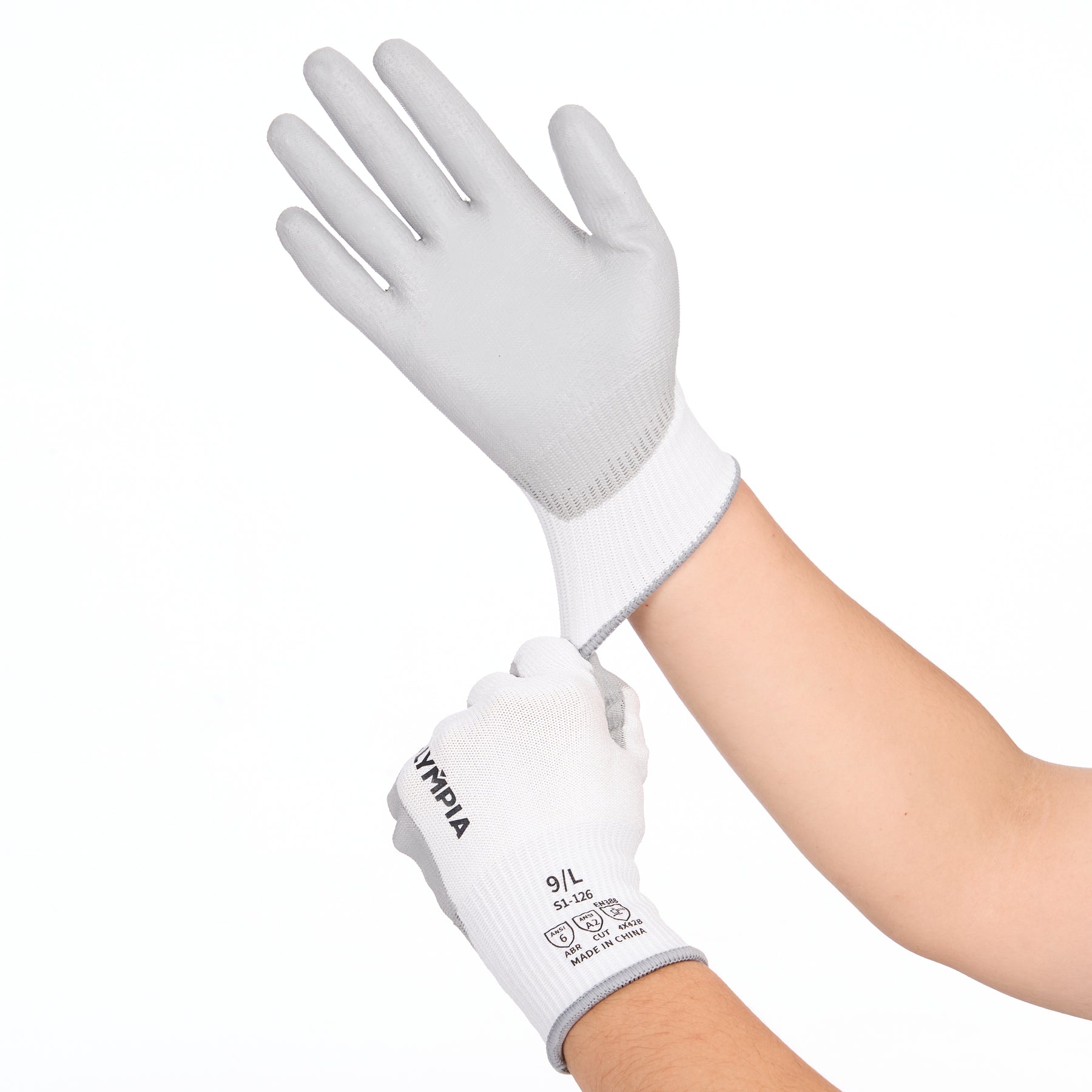 Cut Resistant Gloves, 13ga, Polyurethane Dip, L/9, 12 pairs