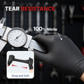 Disposable Nitrile Gloves, 6 mil, M/8, Grain, Black, Box of 100