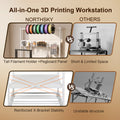 NORTHSKY 3D Printer Stand with Filament Storage – Tall 60" Heavy Duty Metal 3D Printer Table Desk with Power Strip & Pegboard Panel, Enforced X-Bracket Stability for Workshop, Studio, Office, White