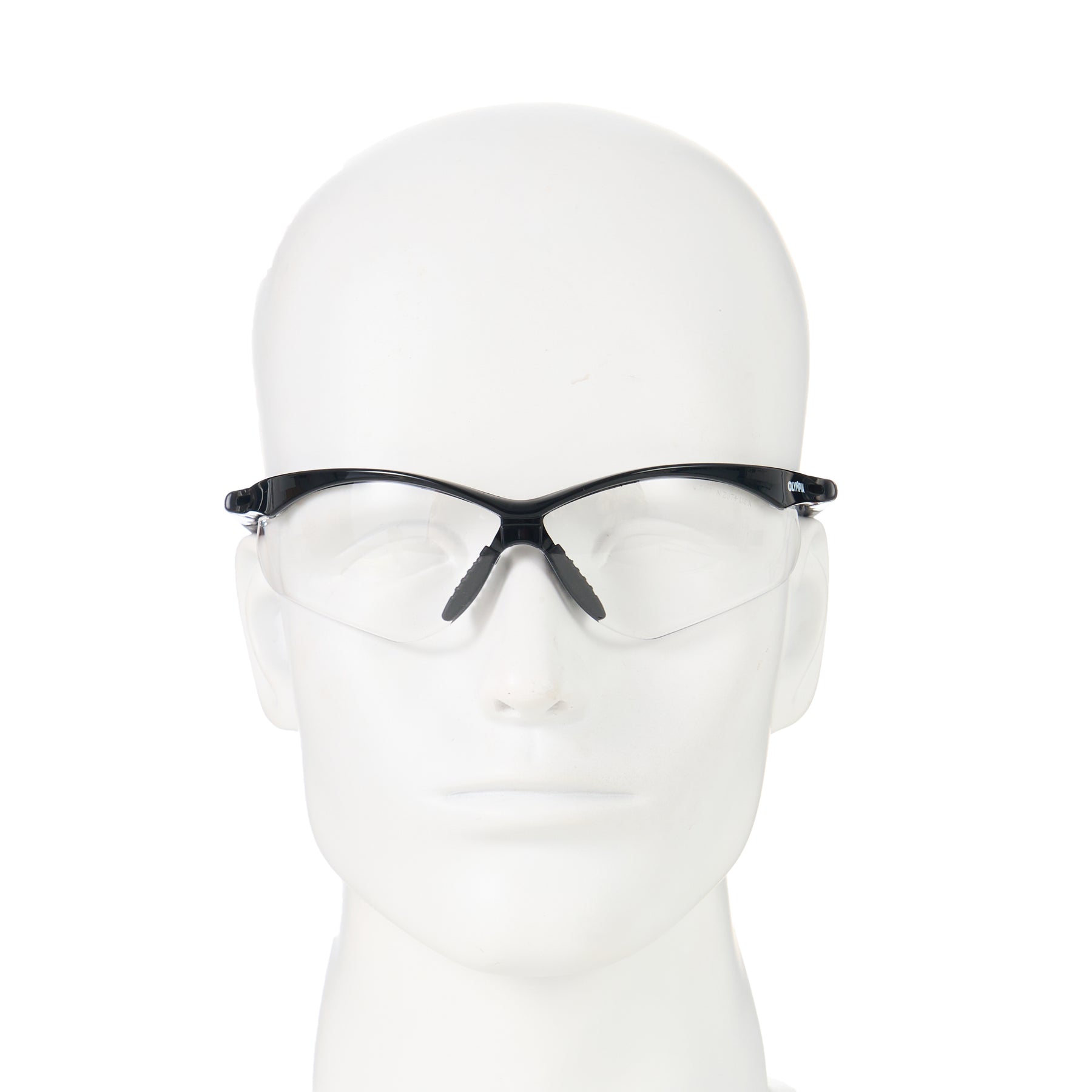 Safety Glasses, Half-Frame, Clear Lens, Anti-Scratch/Anti-Fog, Black