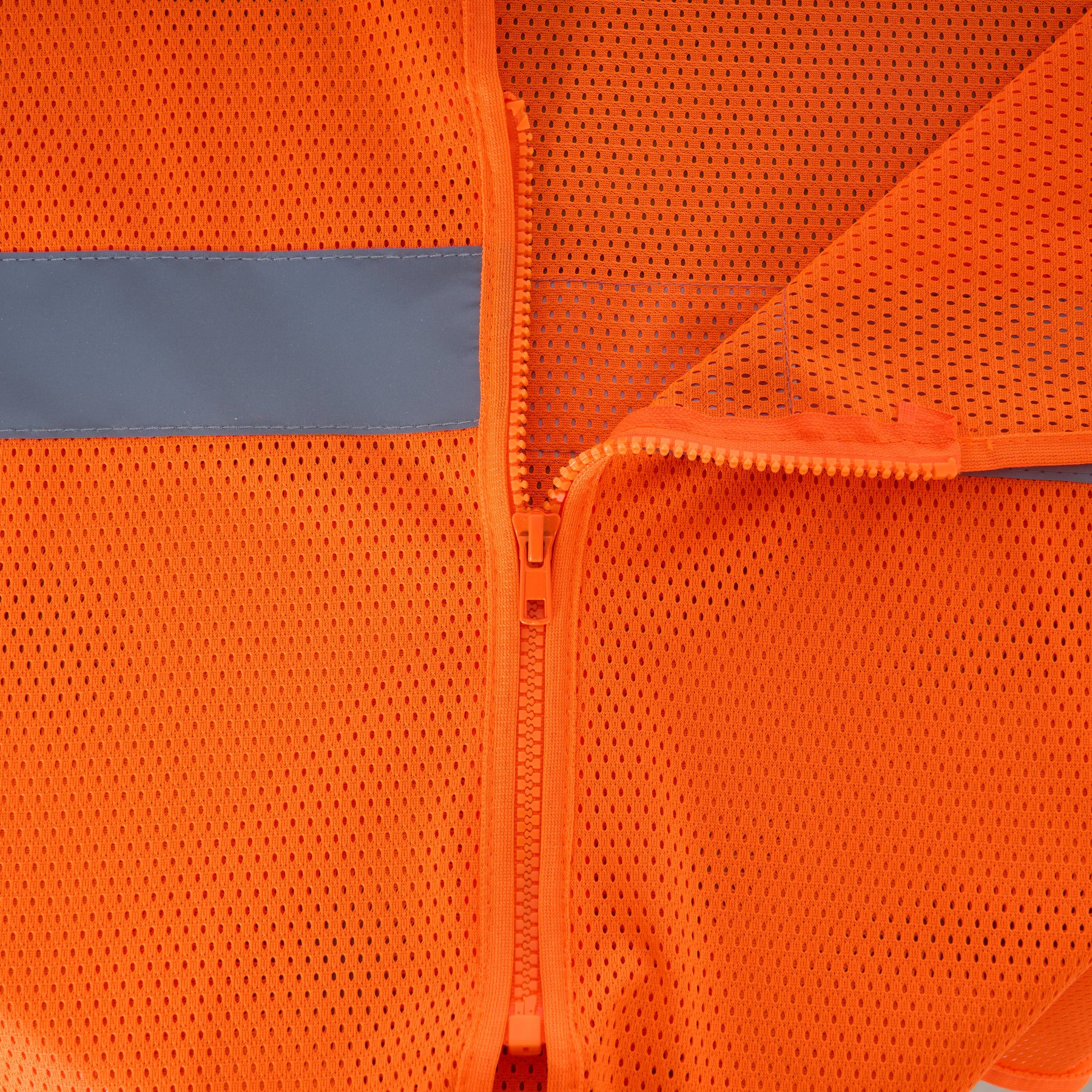 Hi-Vis Vest, ANSI Class 2, Mesh, Zipper, Orange, L, 10-pack