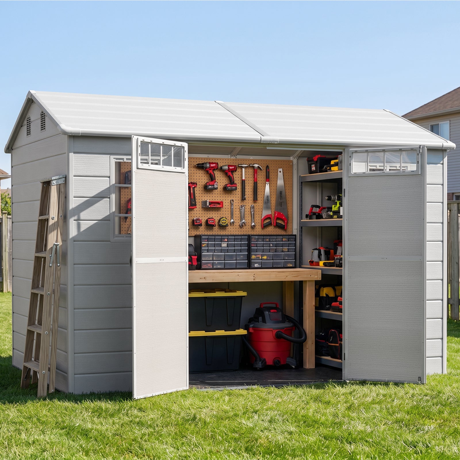 NORTHSKY 10x6 FT Shed with Floor, Large Resin Storage Shed with Windows