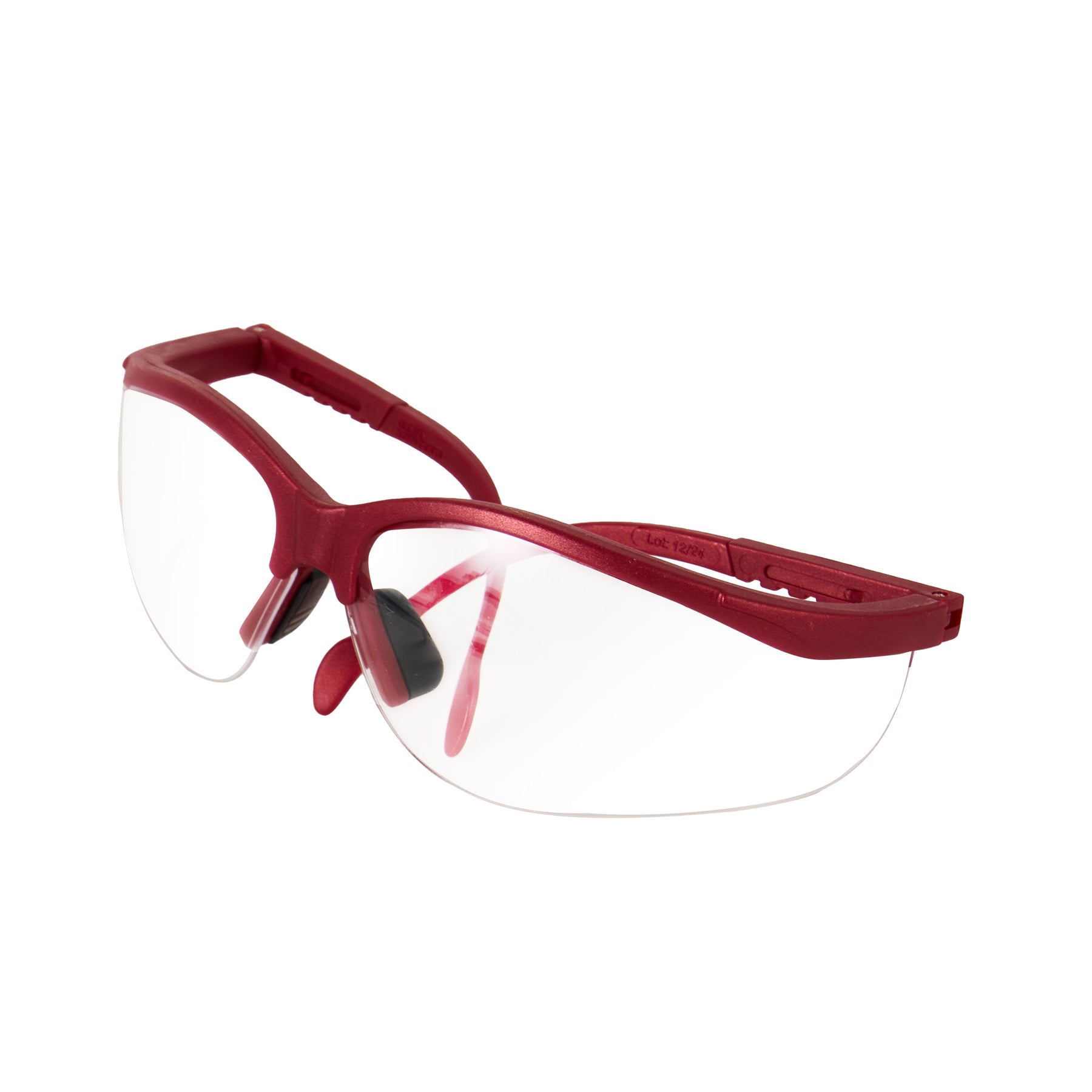 Half-Frame Safety Glasses, Clear Lens, Anti-Scratch, Anti-Fog, Red