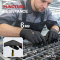 Disposable Nitrile Gloves, 6 mil, M/8, Grain, Black, Box of 100