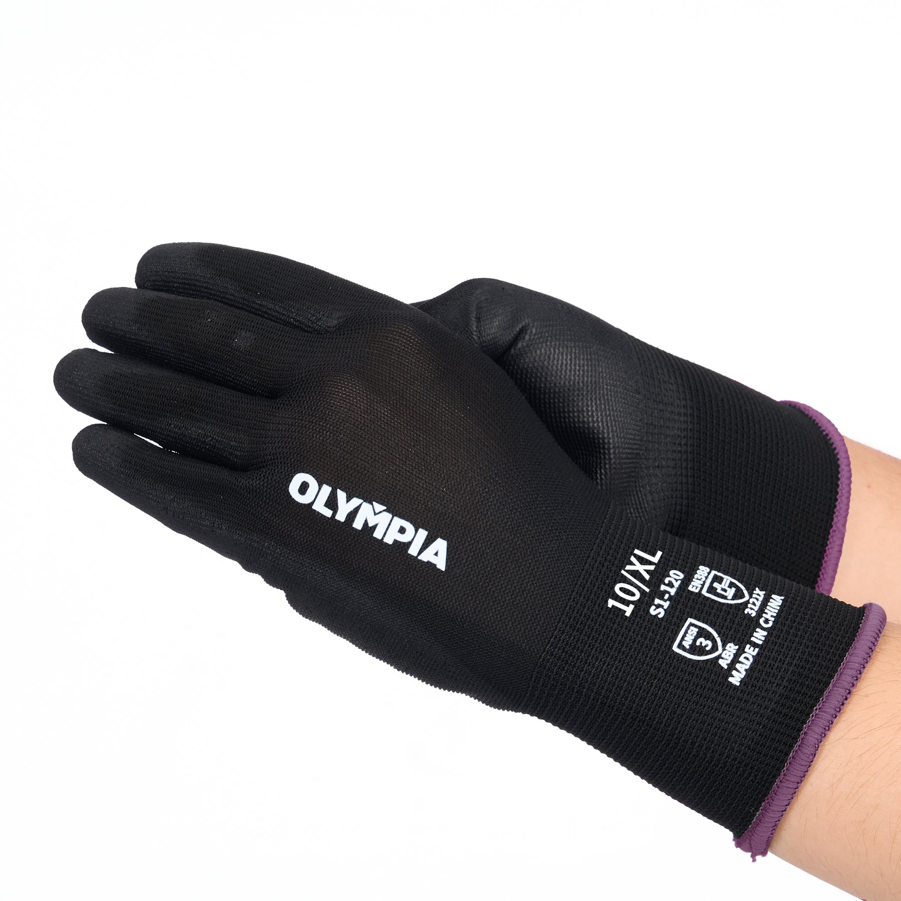 Polyurethane Dipped Knit Gloves, 13ga, XXL/11, Black, 12 pairs