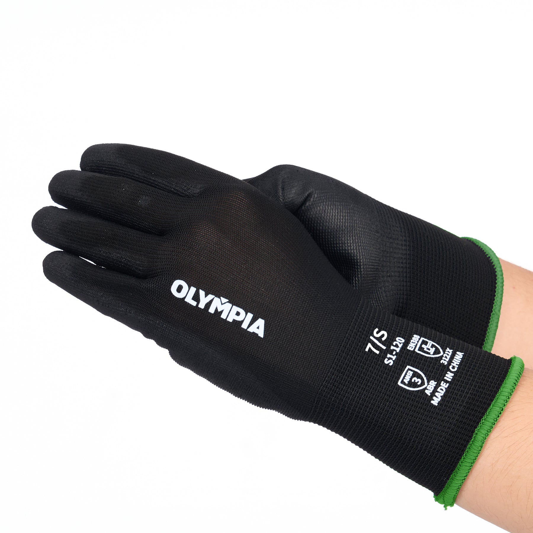 Polyurethane Dipped Knit Gloves, 13ga, S/7, Black, 12 pairs