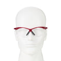 Safety Glasses, Half-Frame, Clear Lens, Anti-Scratch/Anti-Fog, Red