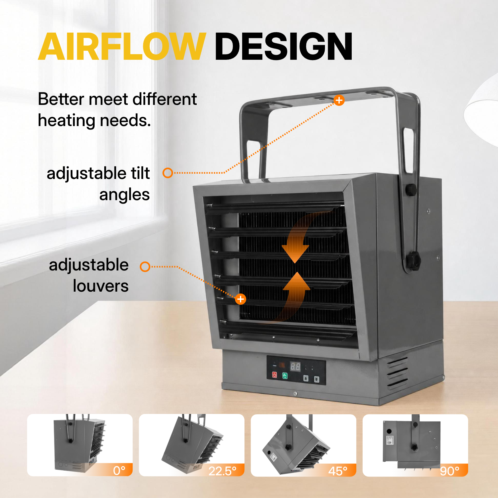Garage Heater 10000W Electric Fan-forced Heater - Wall/Ceiling Mount, Smart Temperature Control, Overheat Protection, Remote Control & Timer for Workshop, Garage, and Warehouse