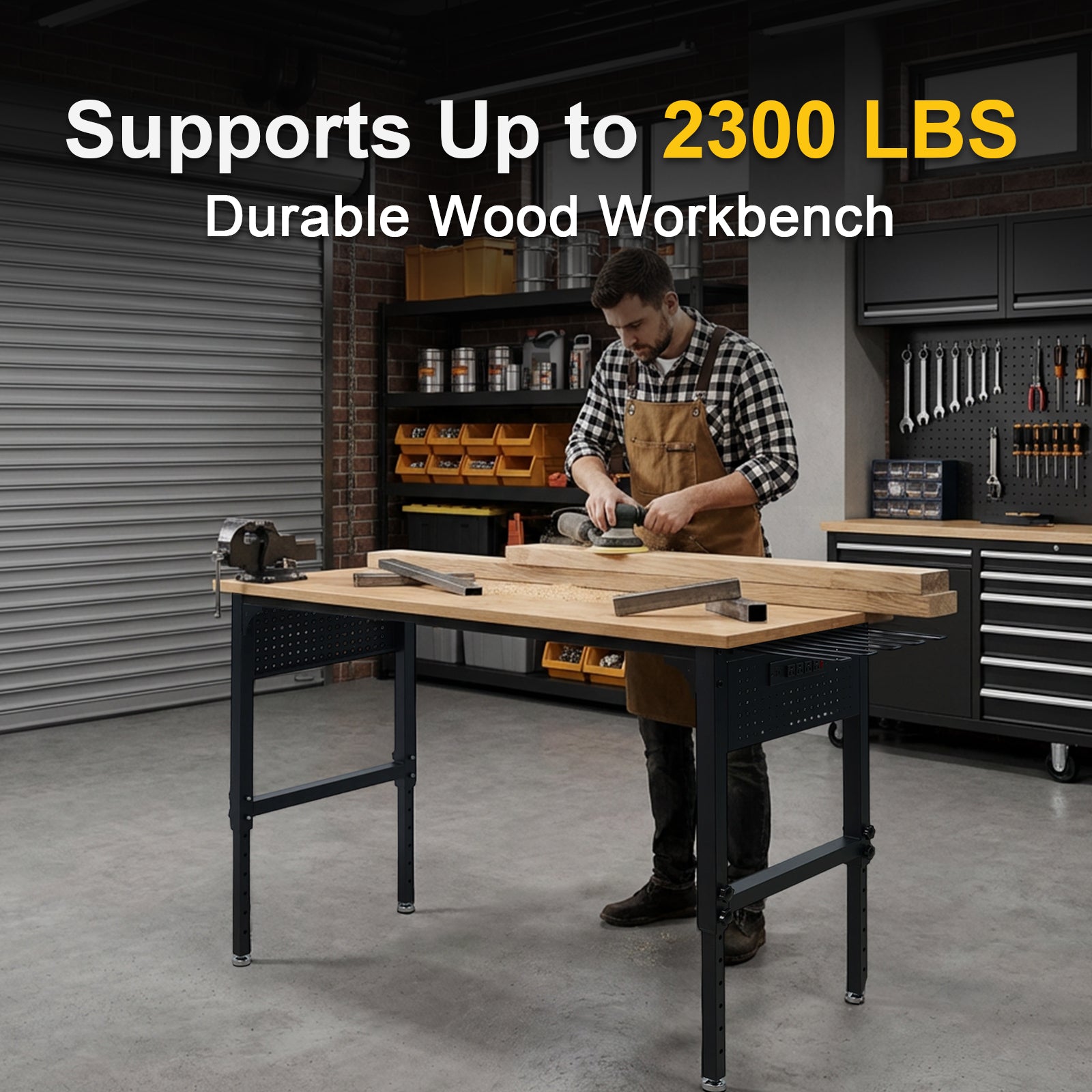 Workbench, 60" x 24", Adjustable Height, 2300 Lbs Capacity