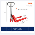 Standard Manual Pallet Jack, 48" x 27", 5500lb Capacity, Red