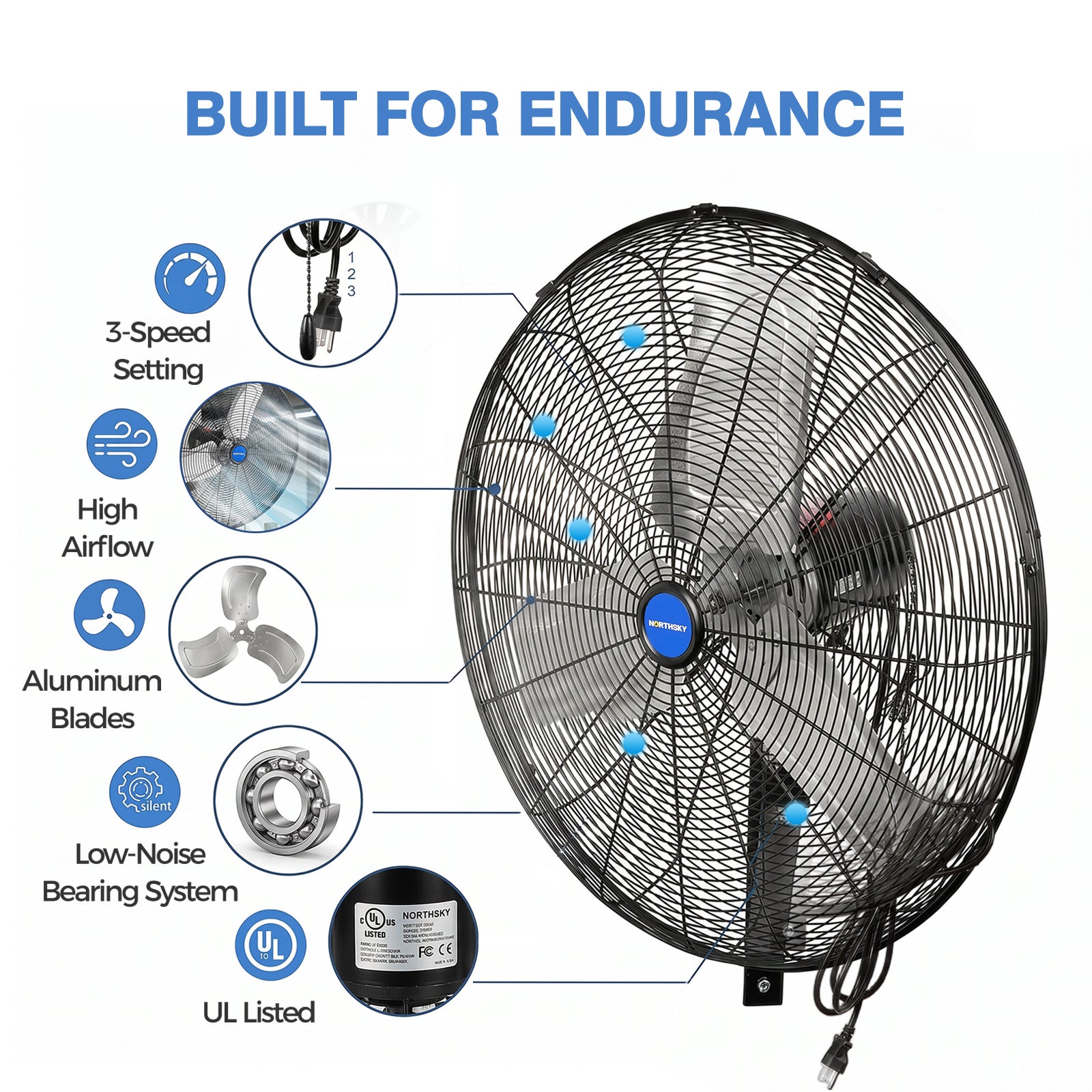 30" Blade Dia, 8200/6600/6400 cfm, 120V, 1/6 Motor HP