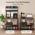 NORTHSKY 3D Printer Stand with Filament Storage – Tall 60" Heavy Duty Metal 3D Printer Table Desk with Power Strip & Pegboard Panel, Enforced X-Bracket Stability for Workshop, Studio, Office, Brown