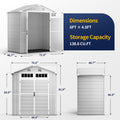 NORTHSKY Outdoor Storage Shed, 6 x 4.5 FT Plastic Storage Shed with Floor