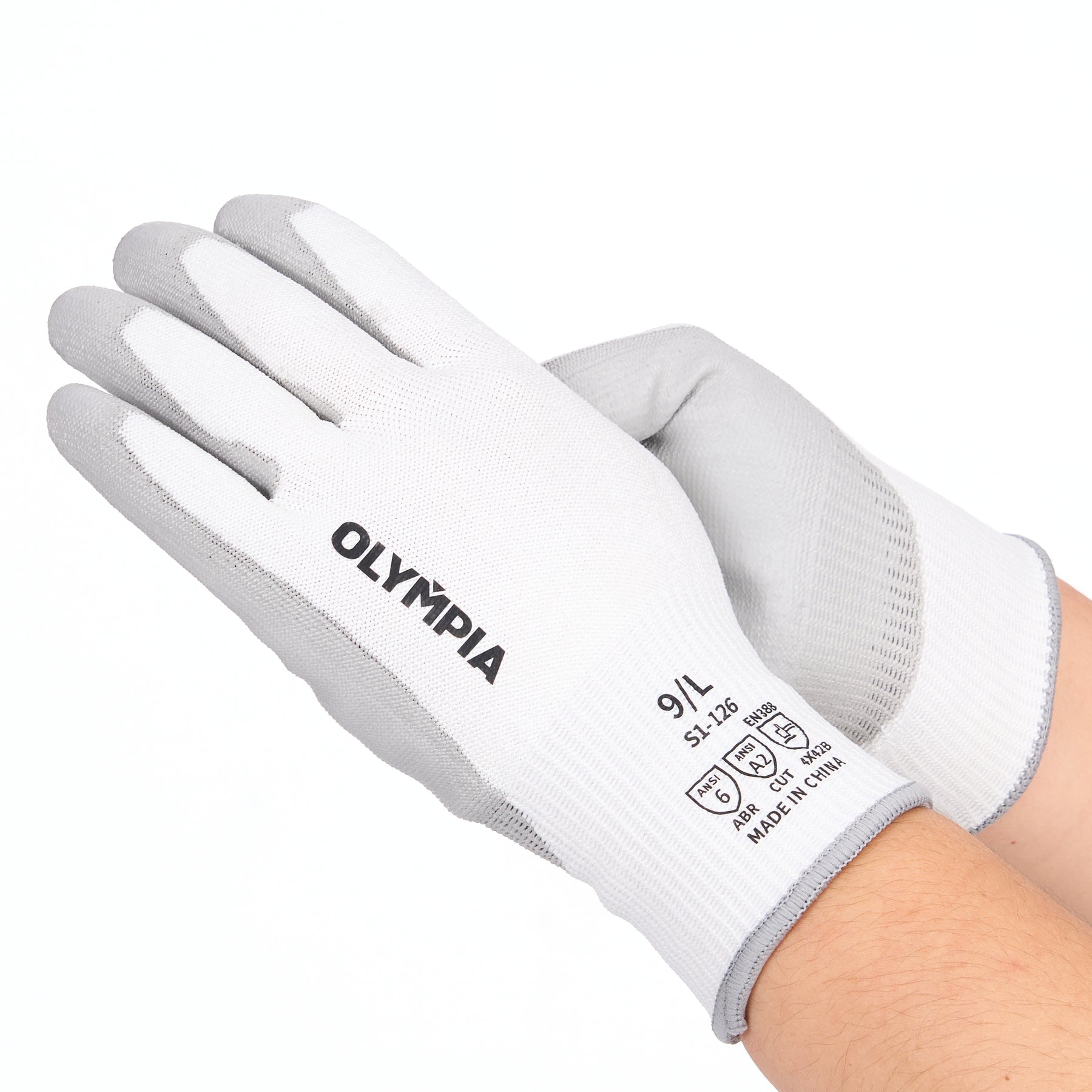Cut Resistant Gloves, 13ga, Polyurethane Dip, L/9, 12 pairs