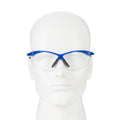 Safety Glasses, Half-Frame, Clear Lens, Anti-Scratch/Anti-Fog, Blue