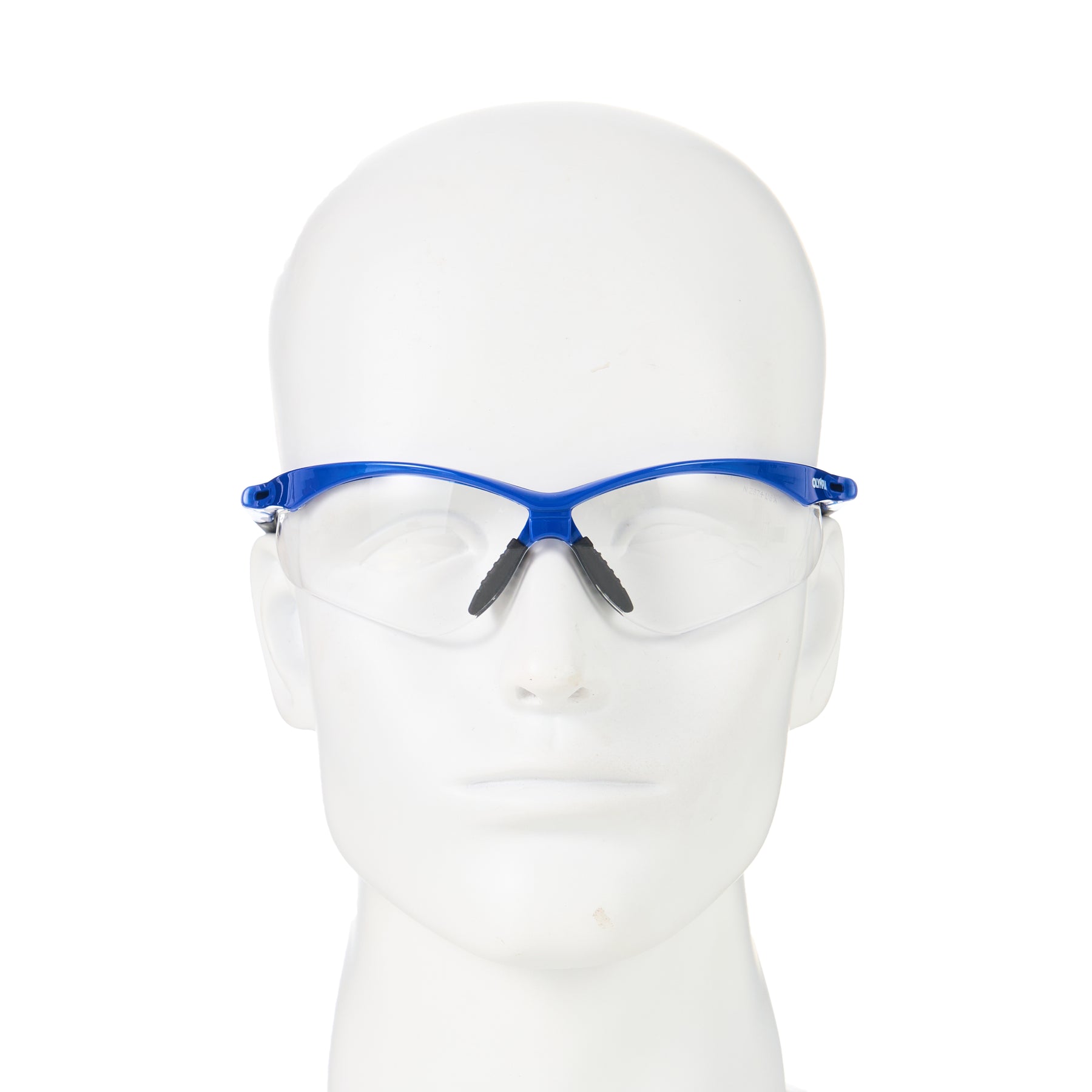 Safety Glasses, Half-Frame, Clear Lens, Anti-Scratch/Anti-Fog, Blue