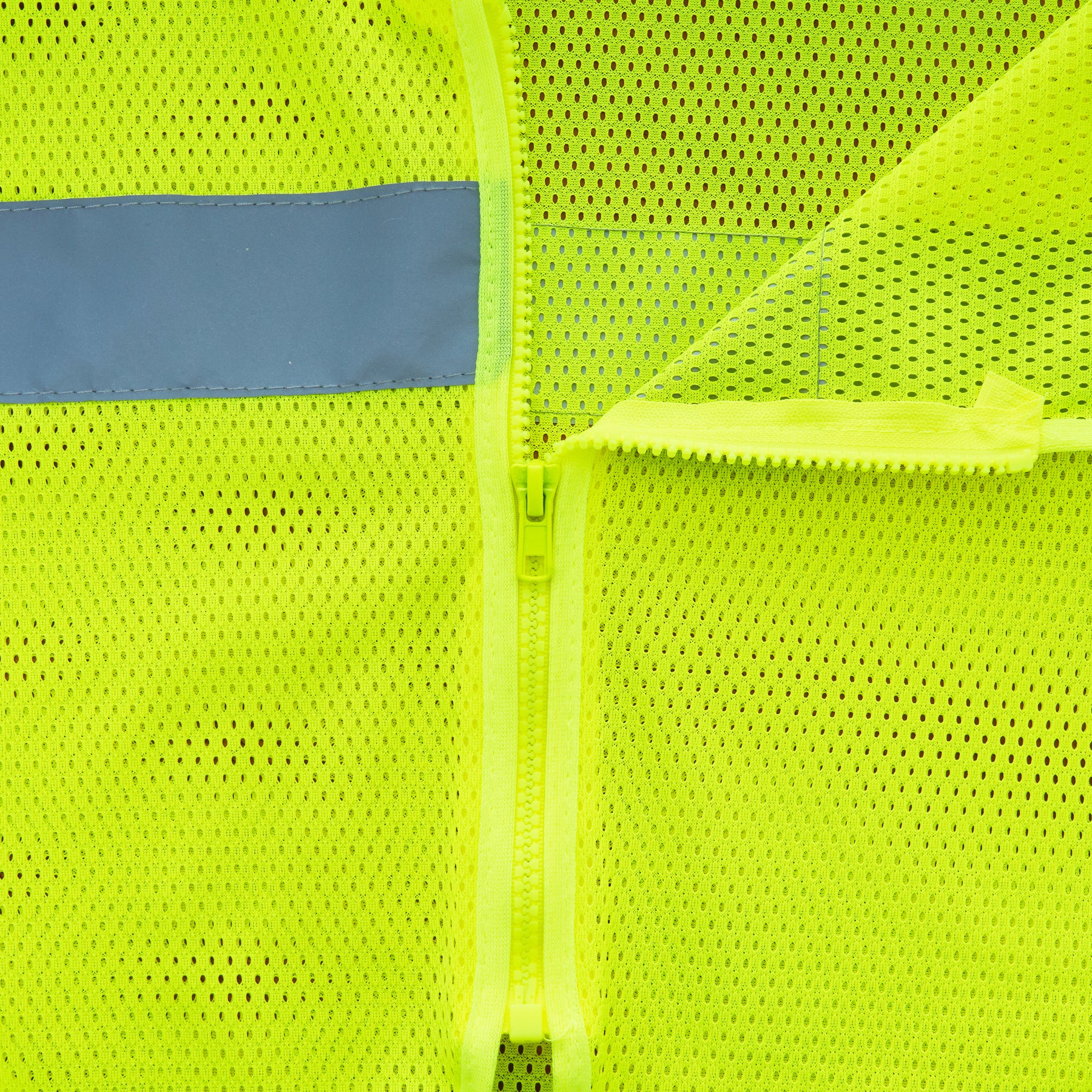 Hi-Vis Vest, ANSI Class 2, Mesh, Zipper, Lime, XL, 10-pack