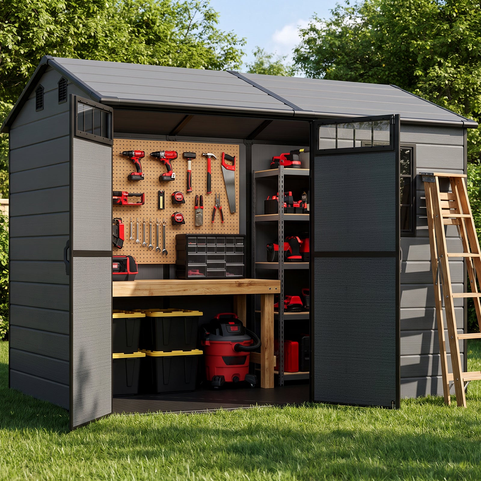 NORTHSKY 8x6 FT Resin Storage Shed with Floor, Outdoor Shed for Backyard