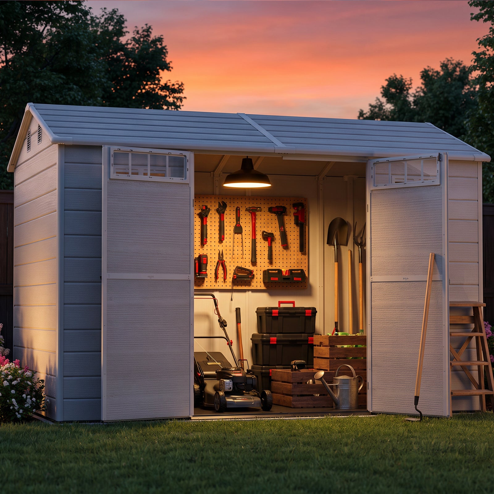 NORTHSKY 10x6 FT Shed with Floor, Large Resin Storage Shed with Windows
