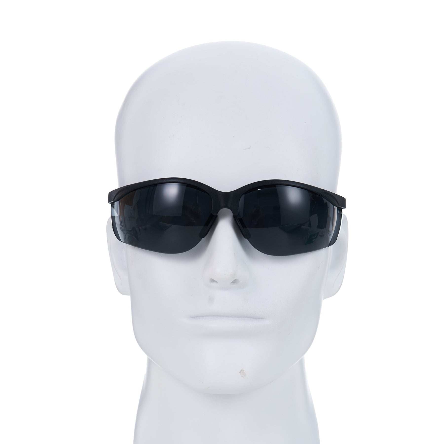 Half-Frame Safety Glasses, Smoke, Anti-Scratch, Anti-Fog, Black