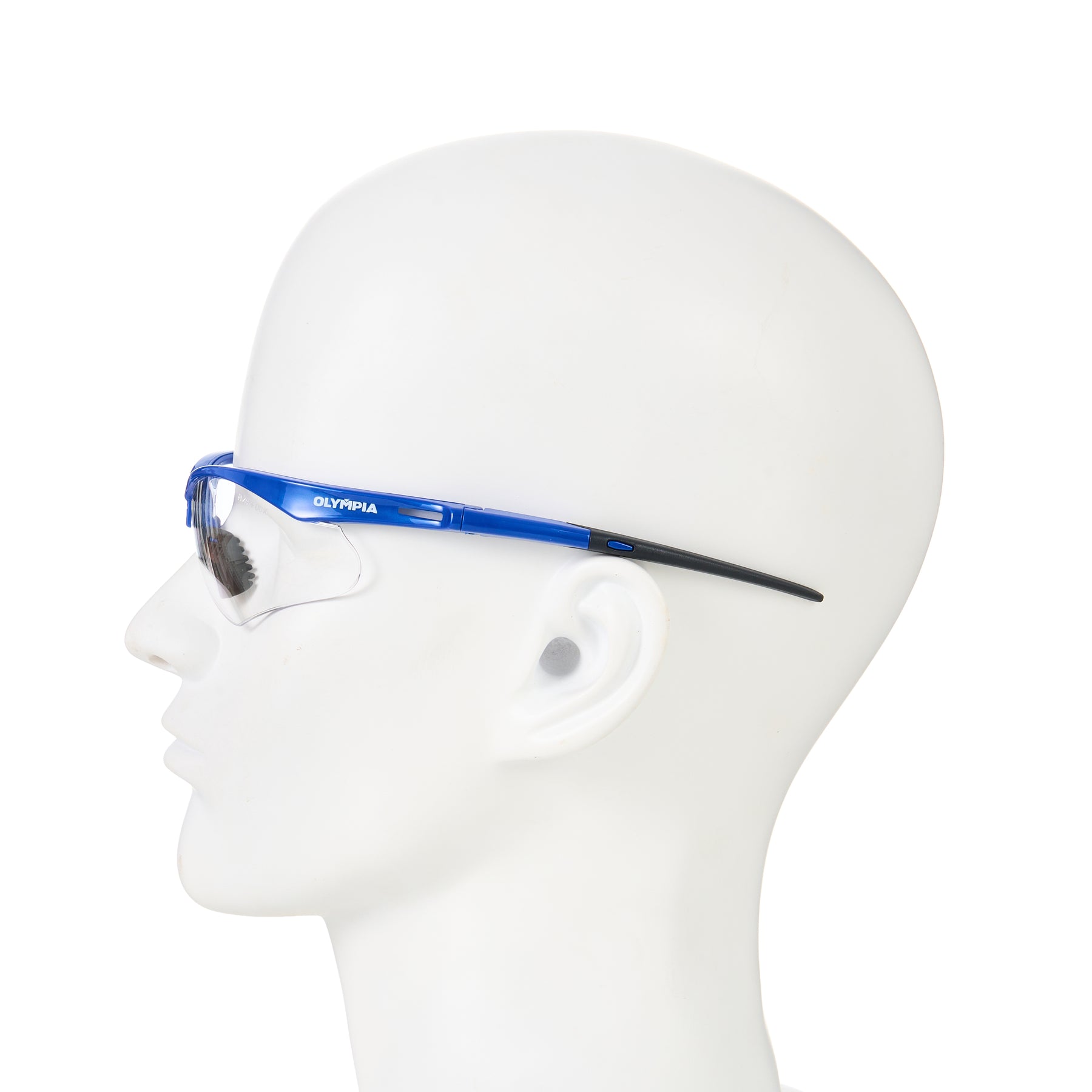 Safety Glasses, Half-Frame, Clear Lens, Anti-Scratch/Anti-Fog, Blue