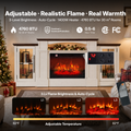 72" Fireplace TV Stand Up to 80" TVs, 42" Modern Electric Fireplace with Mantel, Farmhouse Entertainment Center with Concealed 3 Drawers for Living Room, Adjustable Brightness & Low Noise