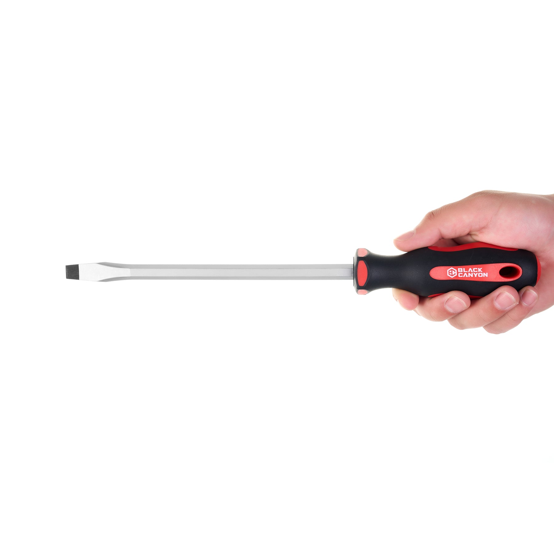 Magnetic Slotted Screwdriver 3/8 – Soft Grip Ergonomic Handle, 8 in Shank, 12-3/4 in Overall