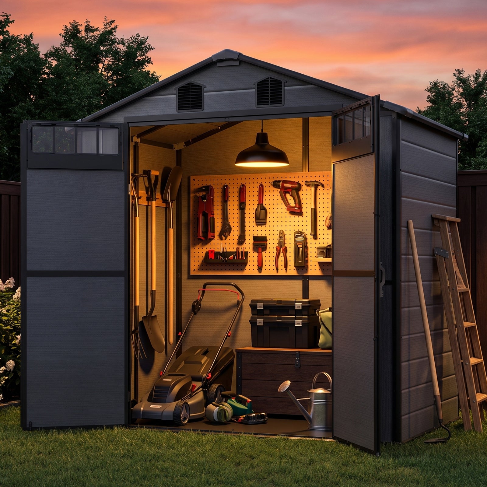 NORTHSKY Outdoor Storage Shed, 6 x 4.5 FT Plastic Storage Shed with Floor