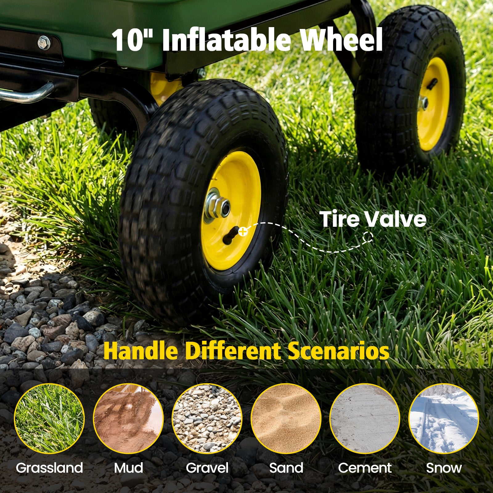 Utility Trailer Dump Cart, 600lbs Load Capacity, Green