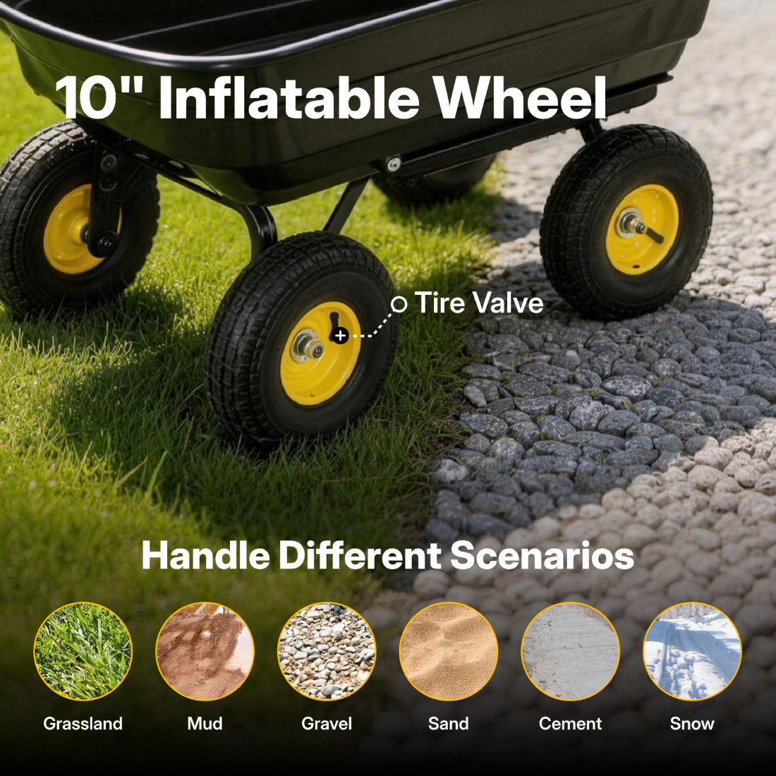 Utility Trailer Dump Cart, 600lbs Load Capacity, Black