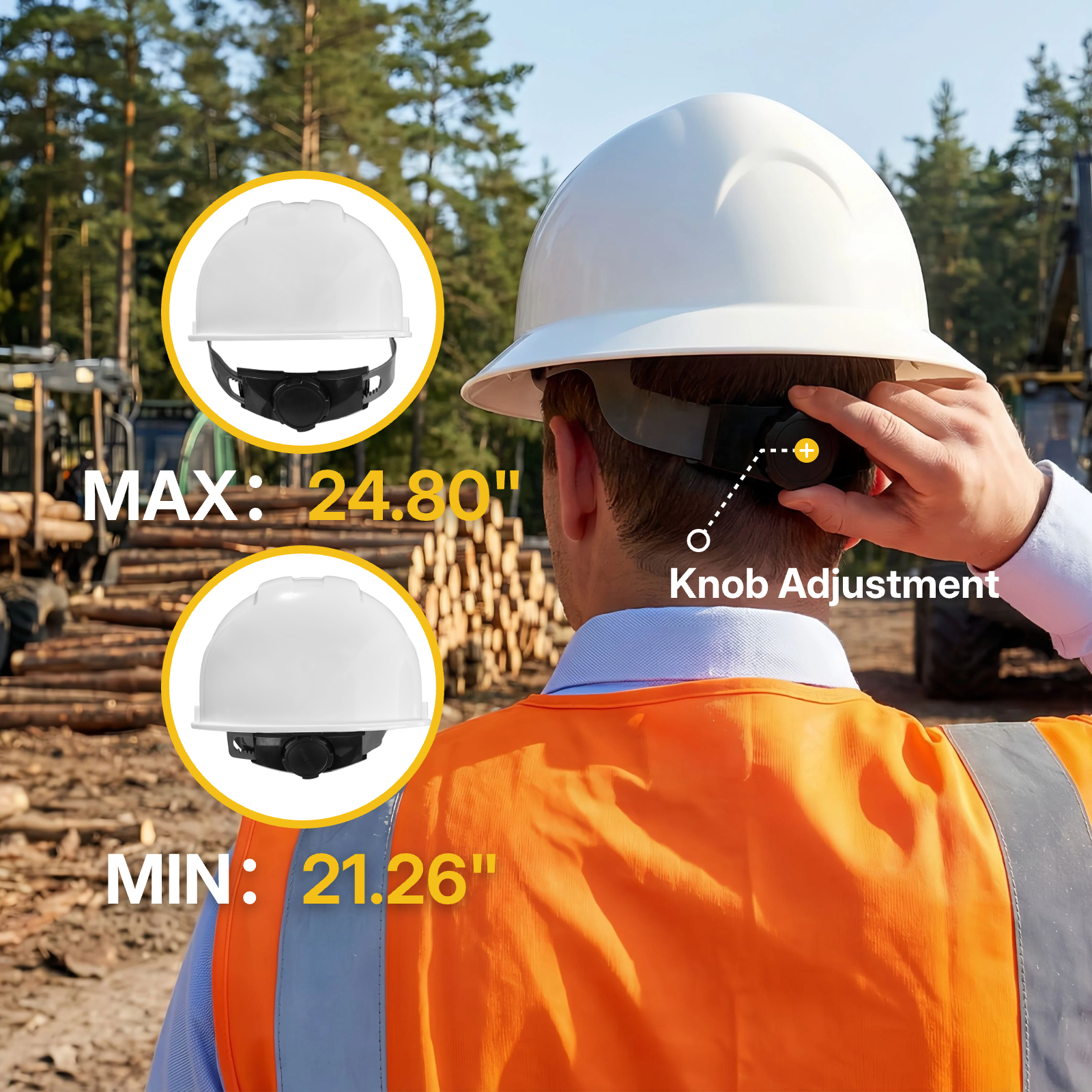 Full Brim Hard Hat, White-8pcs