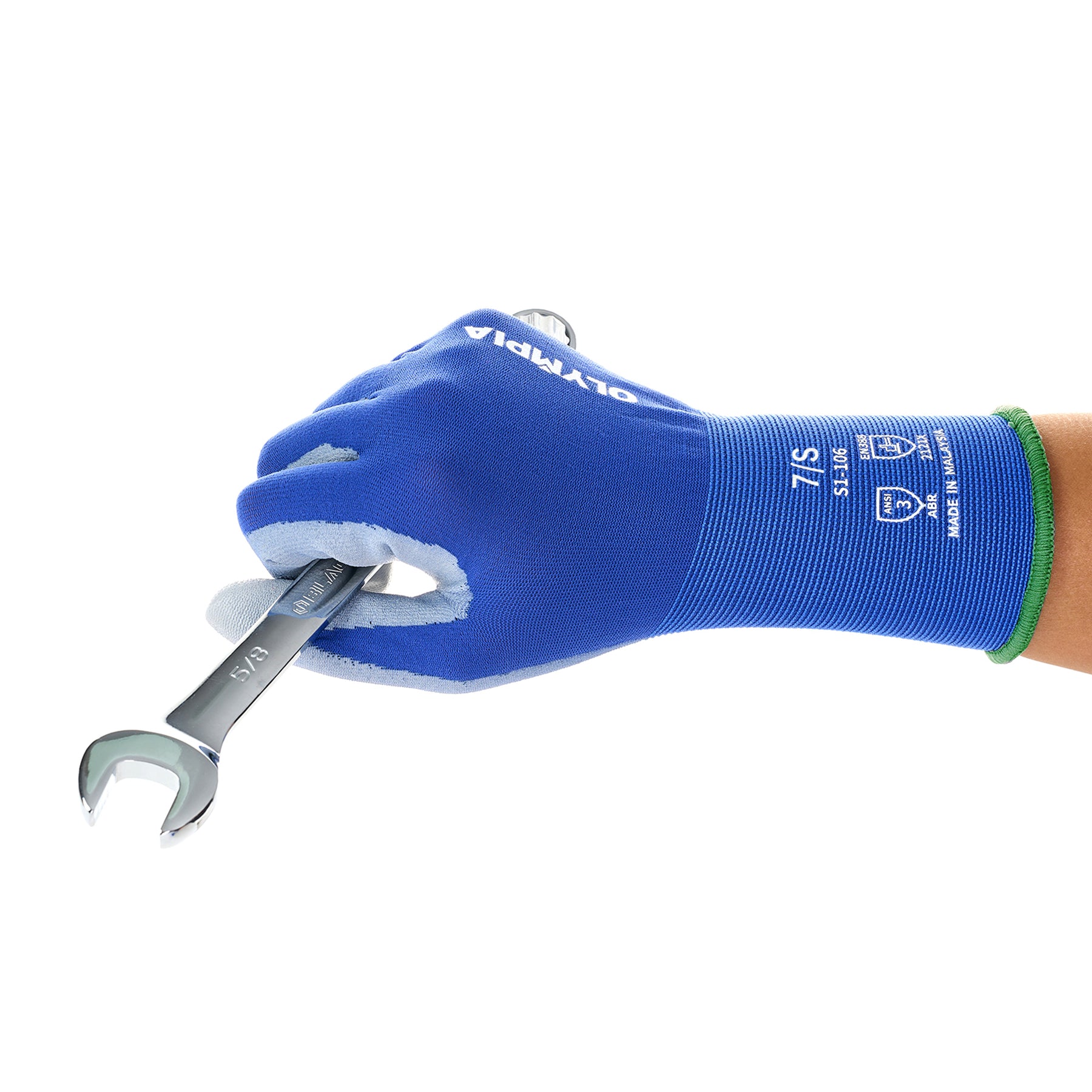 Polyurethane Dipped Knit Gloves, 18ga, S/7, Blue/Gray, 12-Pairs