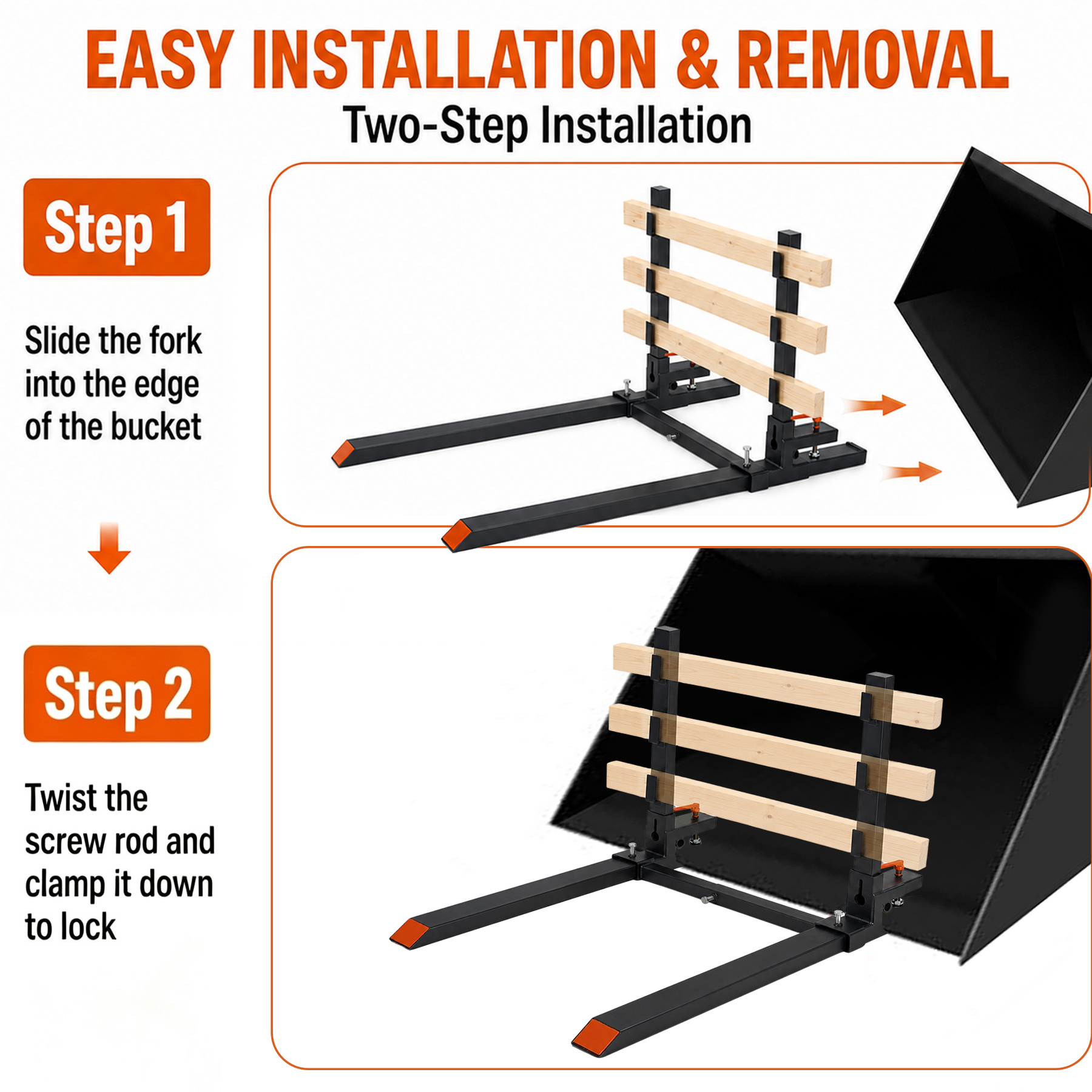 60" Pallet Fork with Uprights and Linkages