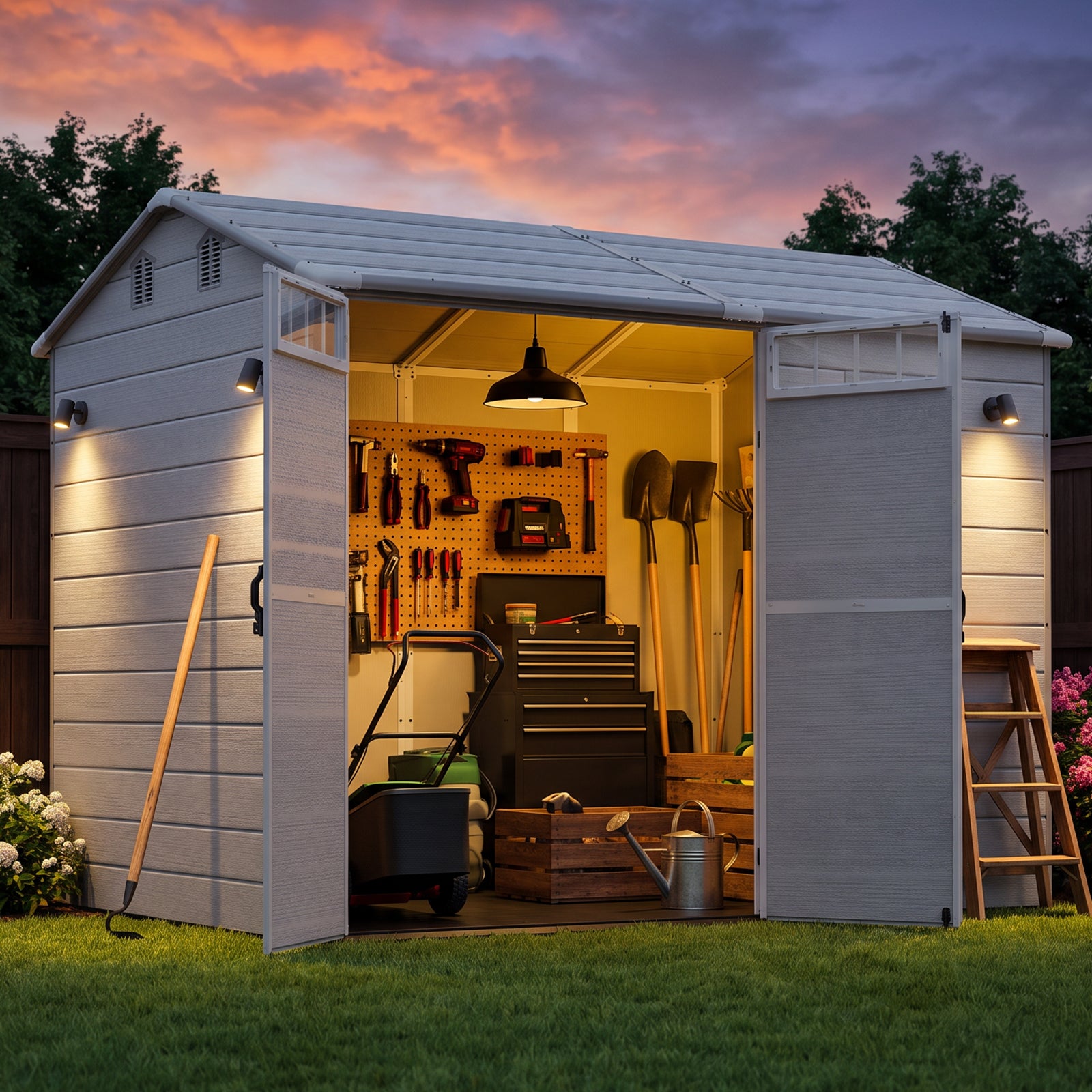 NORTHSKY 8x6 FT Resin Storage Shed with Floor, Outdoor Shed for Backyard
