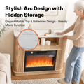 NORTHSKY 39" Electric Fireplace with Mantel, Farmhouse Curved Fluted Fireplace Heater with 23" Insert LED Crystal Flame Effect, Freestanding Wood Electric Fireplace W/Drawer for Living Room Bedroom