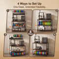 NORTHSKY 3D Printer Stand with Filament Storage – Tall 60" Heavy Duty Metal 3D Printer Table Desk with Power Strip & Pegboard Panel, Enforced X-Bracket Stability for Workshop, Studio, Office, Brown