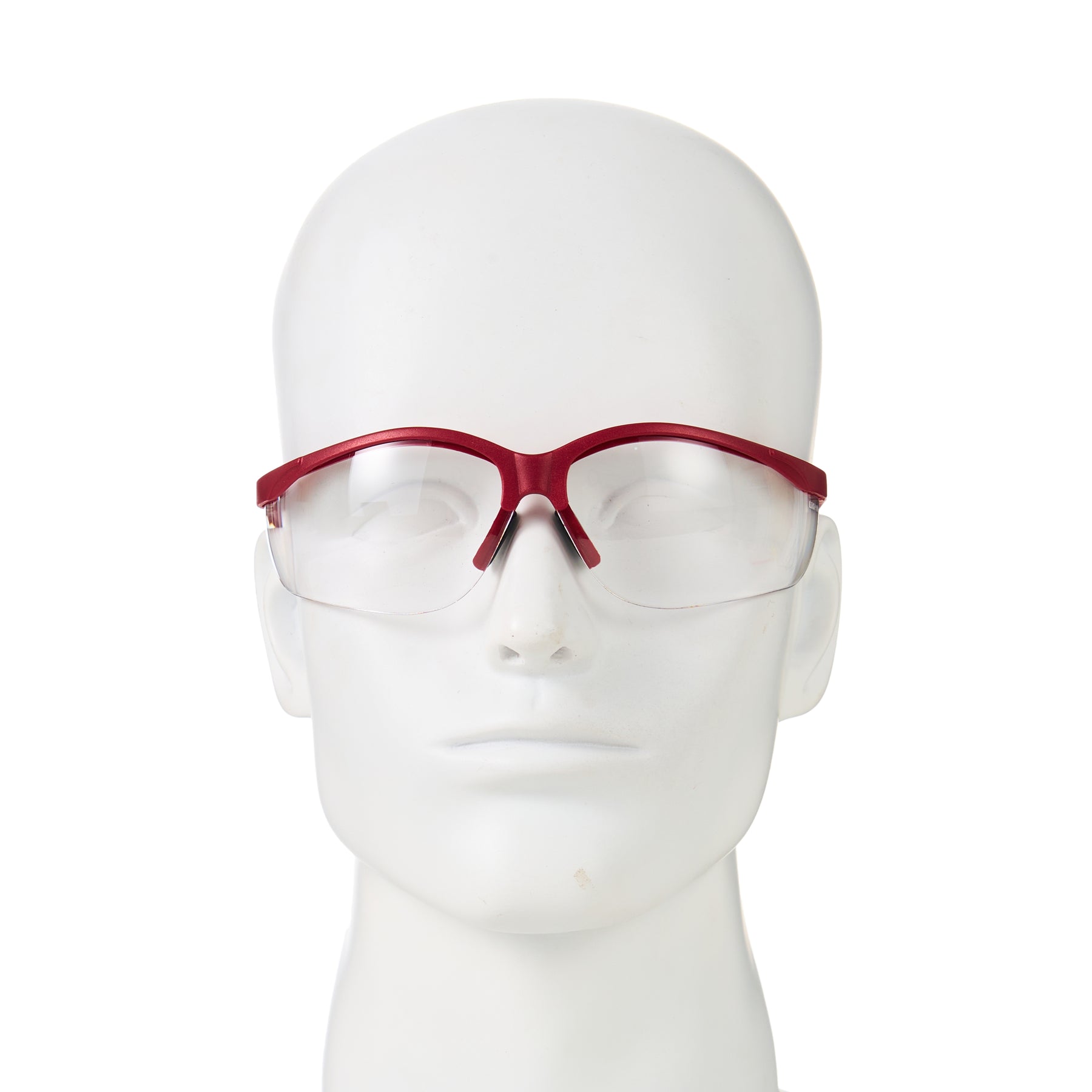 Half-Frame Safety Glasses, Clear Lens, Anti-Scratch, Anti-Fog, Red