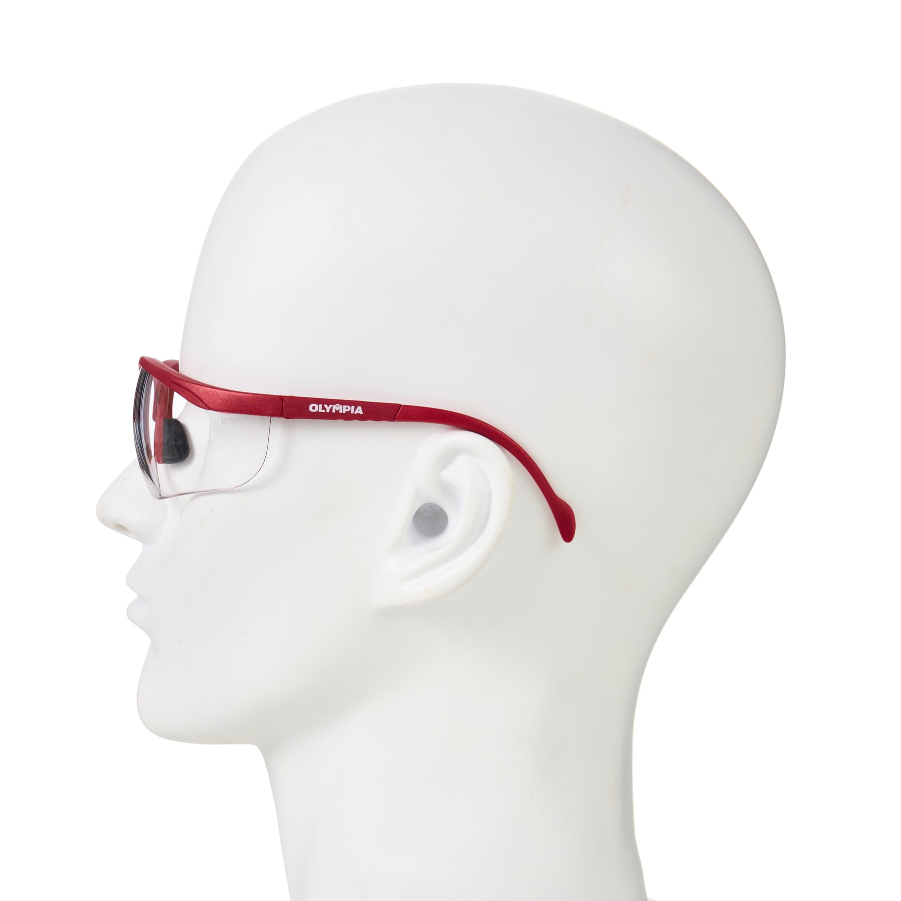 Half-Frame Safety Glasses, Clear Lens, Anti-Scratch, Anti-Fog, Red