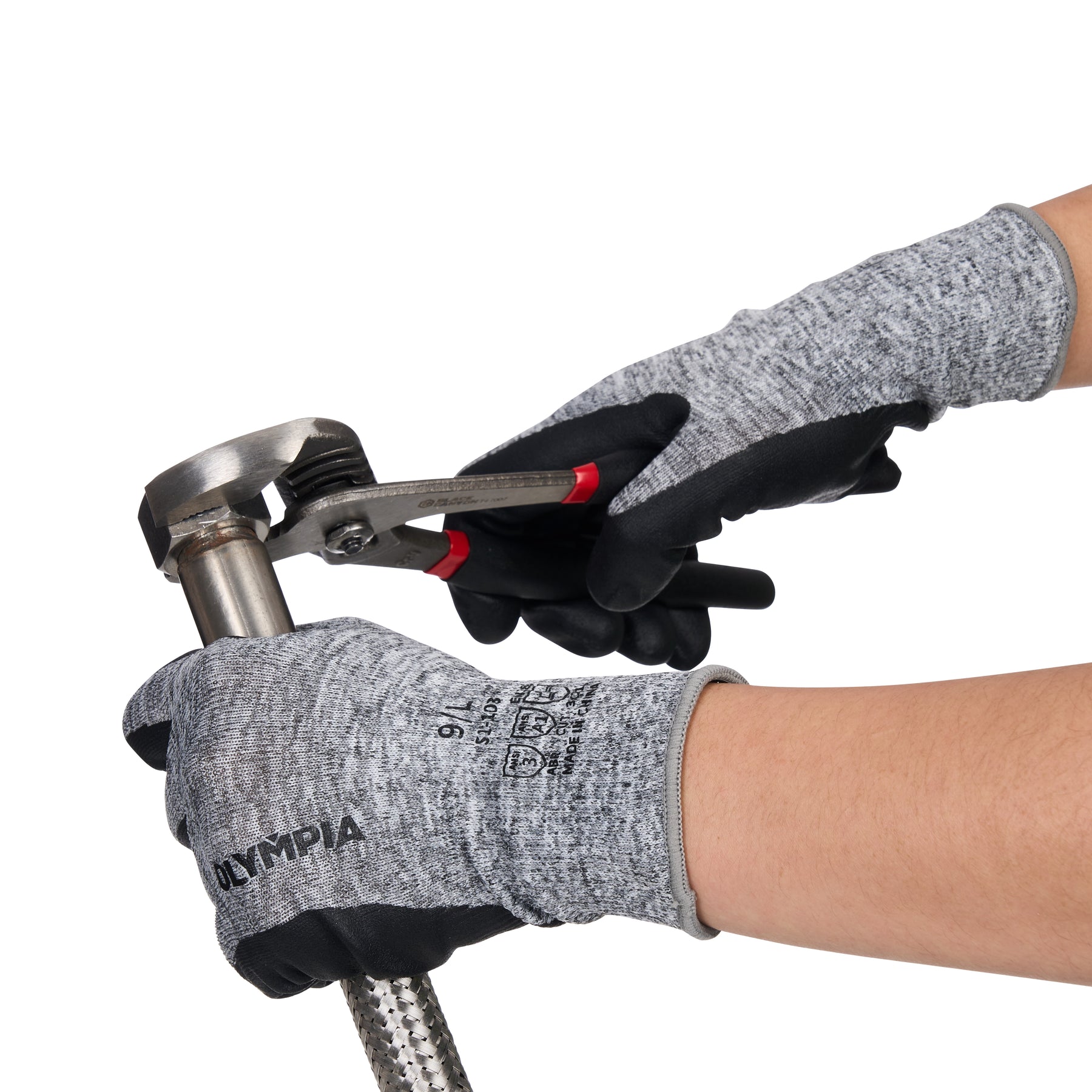 Nitrile Dipped Knit Gloves, S/7, Foam, Gray/Black, 12 Pairs