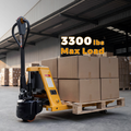 Standard Electric Pallet Jack, 48" x 27", 3300lb Capacity, Yellow