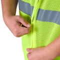 Hi-Vis Vest, ANSI Class 2, Mesh, Zipper, Lime, 2XL, 10-pack