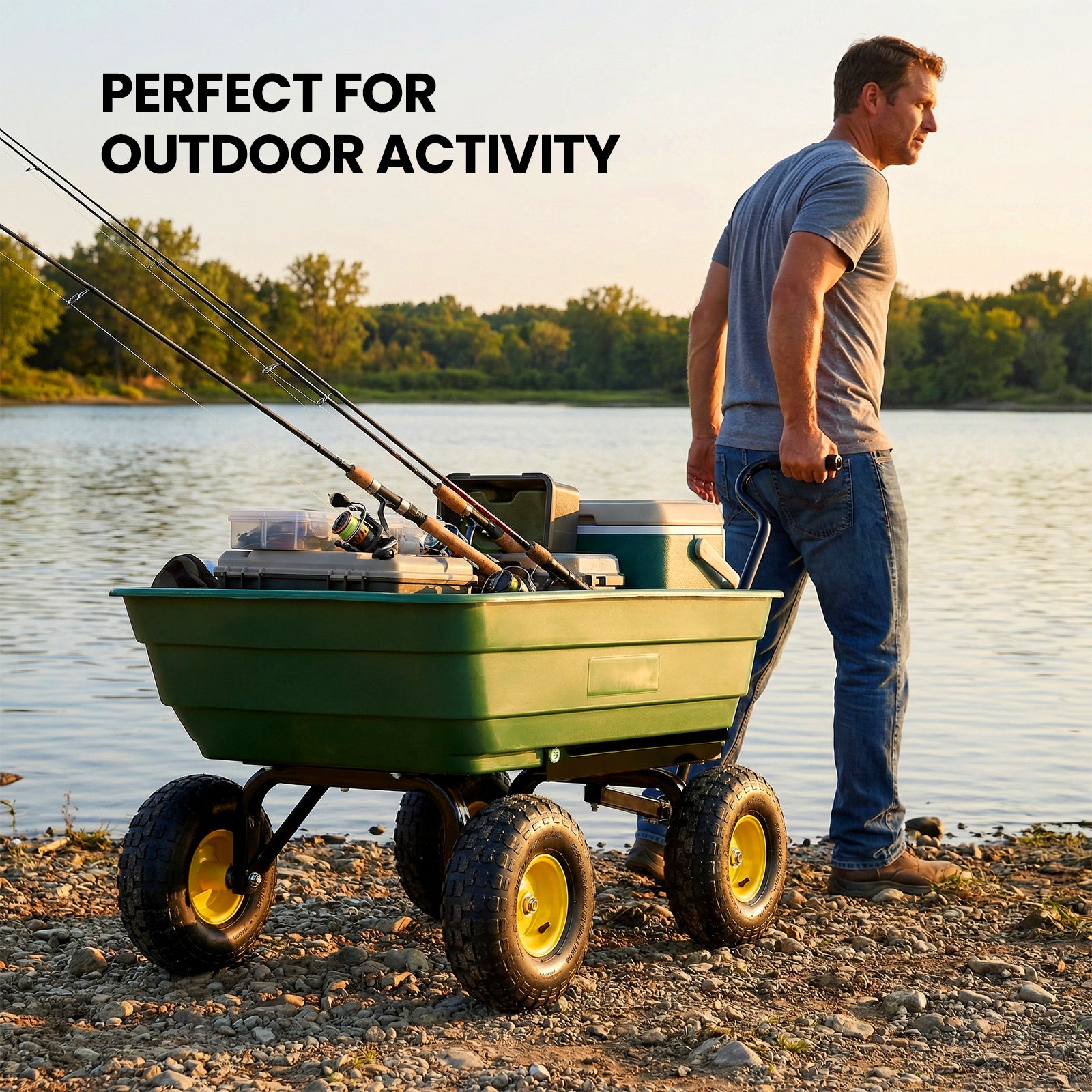 Utility Trailer Dump Cart, 600lbs Load Capacity, Green