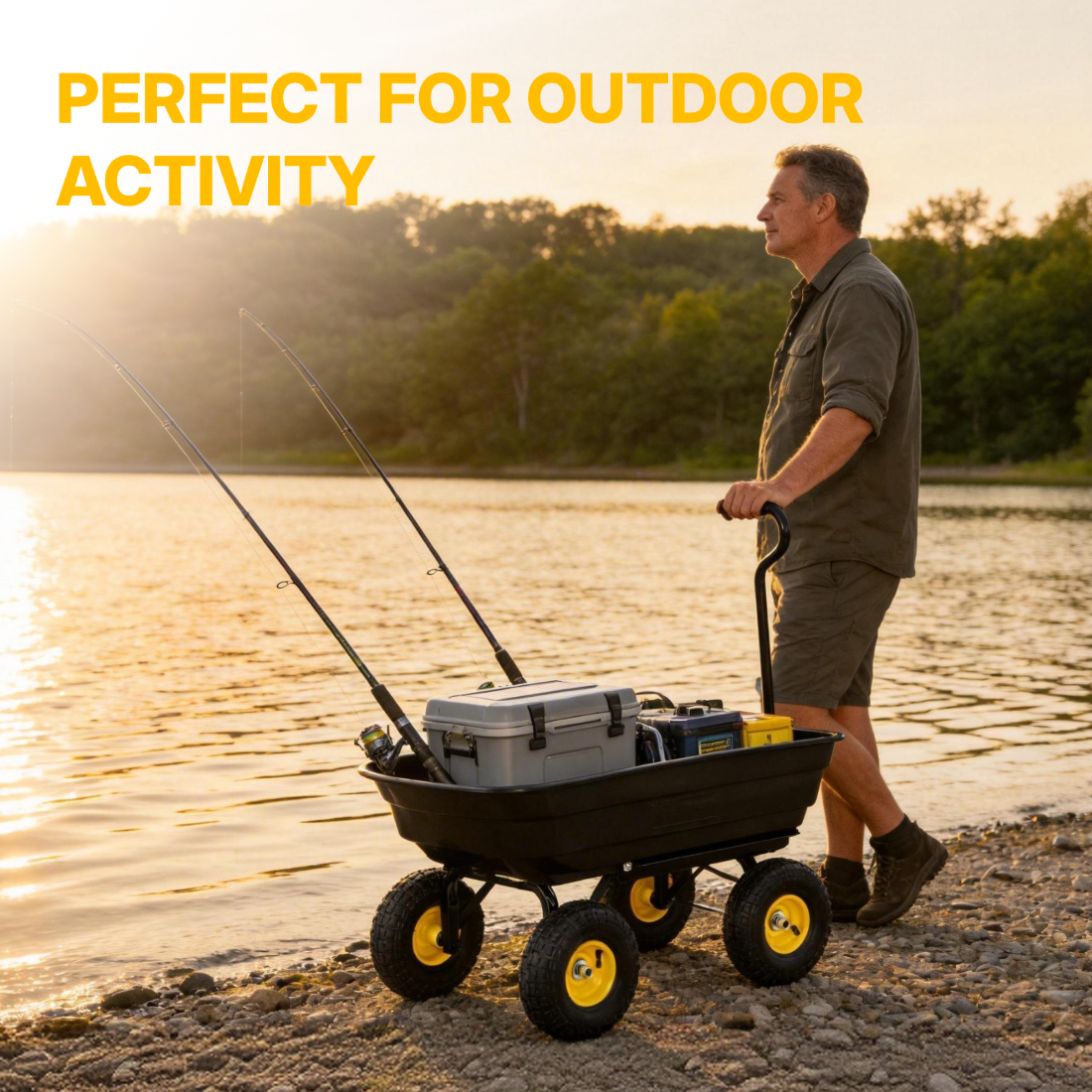 Utility Trailer Dump Cart, 600lbs Load Capacity, Black