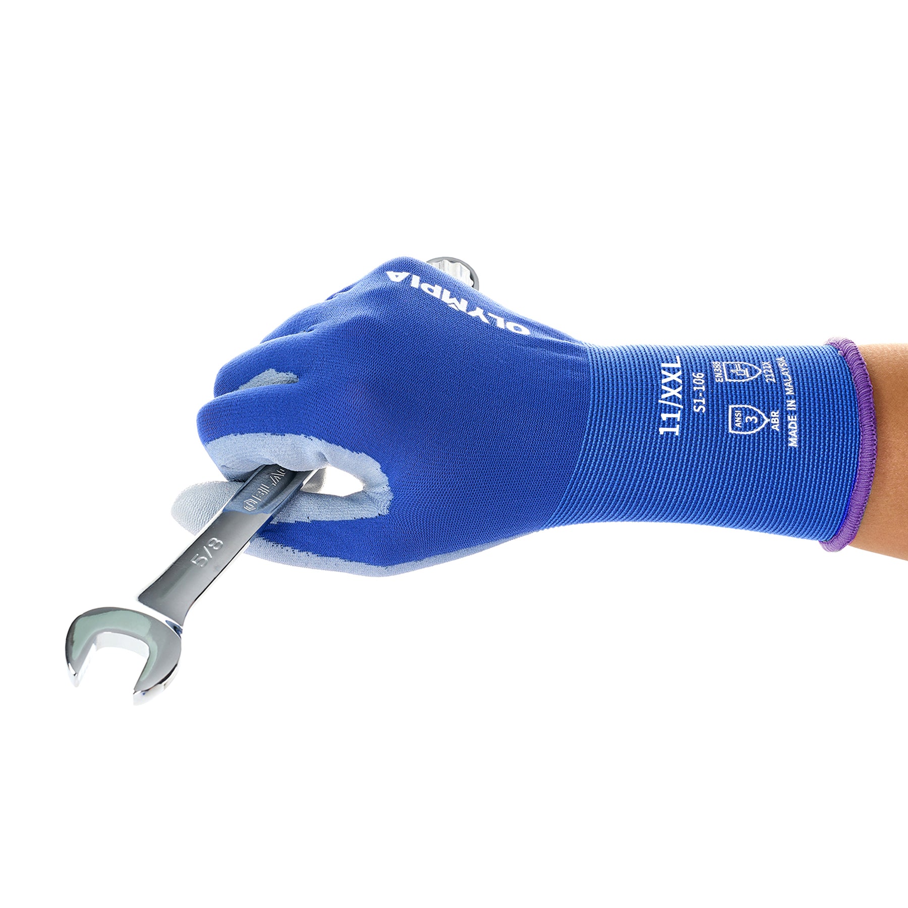 Polyurethane Dipped Knit Gloves, 18ga, XXL/11, Blue/Gray, 12-Pairs